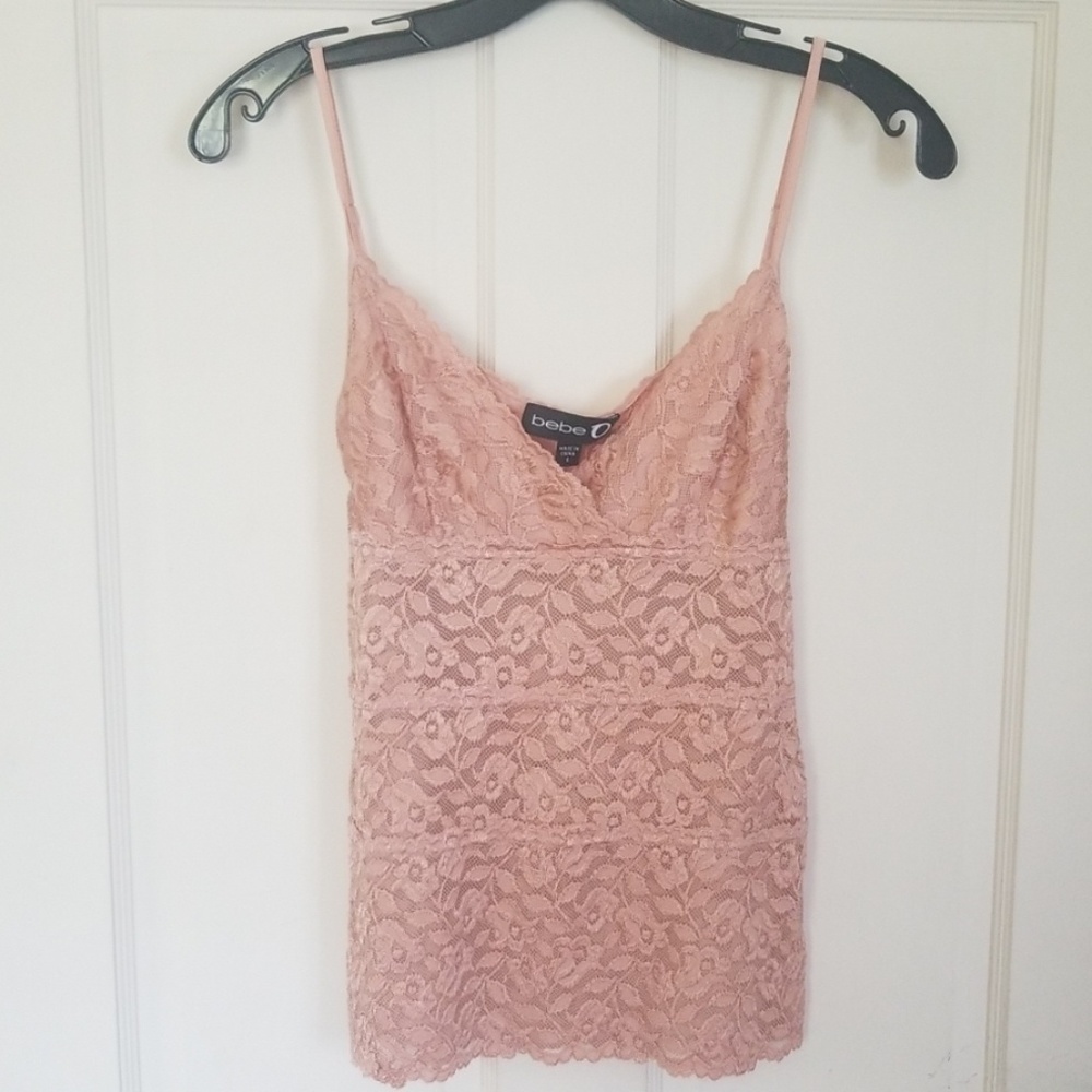 Bebe Lace Tank with Satin Tie